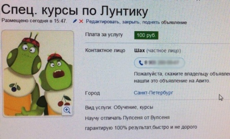 Объявления на авито угарные