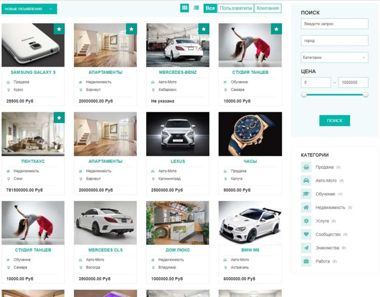 Сайт бесплатных объявлений о продаже
